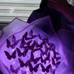 تصویر دسته گل پروانه ای ۲۰ شاخه با چراغ 