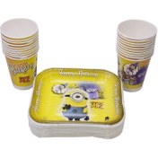 تصویر پیش دستی و لیوان یکبار مصرف ایرسا مدل Minion بسته 20 عددی 