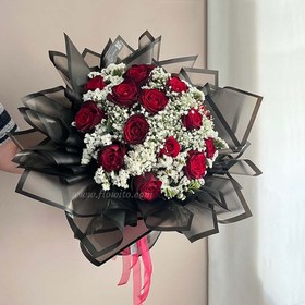 تصویر دسته گل رز هلندی قرمز کد 36 