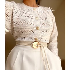 تصویر کاردیگان بافت دکمه طلائی 0347 