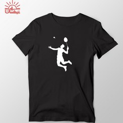 تصویر تیشرت مشکی بدمینتون 