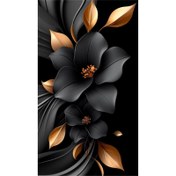 تصویر نقاشی الماسی بزرگسال گل‌های سیاه و مسی – سایز 40*70 (تمام‌نگین) 