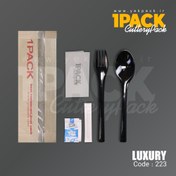 تصویر پک قاشق و چنگال یکبارمصرف رستورانی مدل لاکچری ا fork & spoon cutlery pack luxury model fork & spoon cutlery pack luxury model