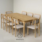 تصویر ست میز و صندلی ناهار خوری چوبی مدل ریوا ظرفیت ۸ نفر 