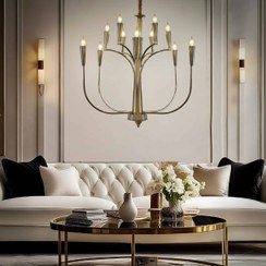 تصویر لوستر مدل رز مدرن ۳ شعله | طراحی گل رز طلایی برای پذیرایی و اتاق خواب 