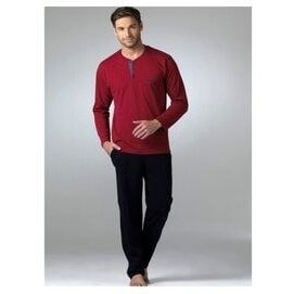 تصویر ست پیژامه قرمز مردانه لباس خواب Claret قرمز، زیرپیراهن مشکی و باکسر Pierre Cardin 