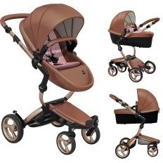 تصویر ست کالسکه کریکات زاری شتری فریم رزگلد و استارتر پک میما mima Mima stroller set, xari camel style, with rose gold chassis