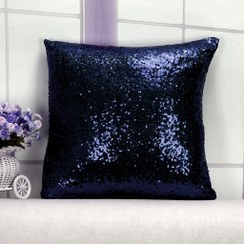 تصویر کاور کوسن پولکی ساده مشکی 