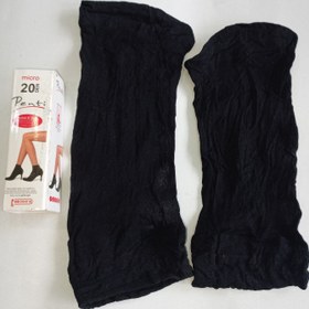 تصویر جوراب دو ربع پارازین 1/20 مشکی کف دار پنتی - مشکی ا Parazin 1/20 black two-quarter socks with panty Parazin 1/20 black two-quarter socks with panty