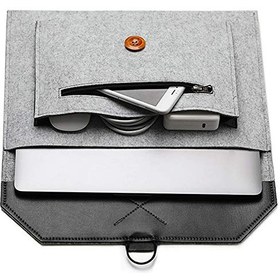 تصویر [New Upgrade] Felt Laptop Envelope Sleeve -ABRONDA 13.3-Inch Felt Expandable Large Space Case Protective Bag for MacBook Pro/Air/Retina 13"/iPad Pro Chromebook and More 13-13.3" Laptops- Dark Gray 