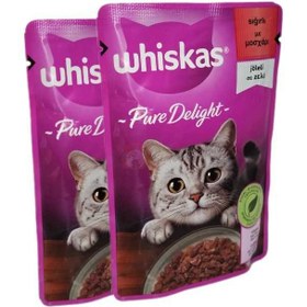 تصویر پوچ گربه بالغ ویسکاس طعم گوساله در ژله 85 گرم Whiskas Mix Beef 85g