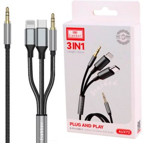 تصویر کابل تبدیل Earldom ET-AUX72 AUX To Type-C / Lightning / AUX 1.2m 