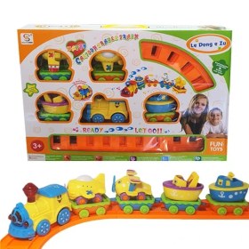 تصویر قطار اسباب‌بازی موزیکال با ریل و نورپردازی 