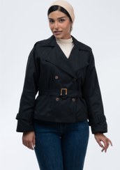 تصویر کت بارانی یقه انگلیسی مشکی Goretex jacket with English collar,black