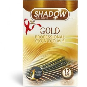 تصویر کاندوم طلایی خاردار تاخیری شیاردار12عددی شادو Shadow Gold Professional Condom 12pcs