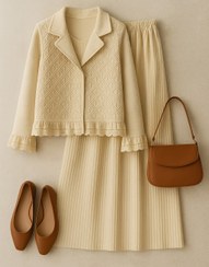 تصویر ست کت ودامن لینن سوزن دوزی 