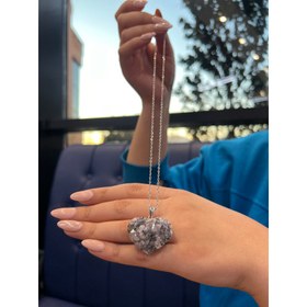 تصویر توگردنی قلب آمیتیست با زنجیر 