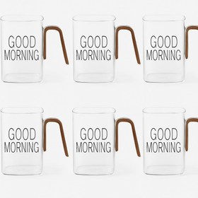 تصویر لیوان مربعی دسته چوبی پیرکس مدلpyrex NB-424 