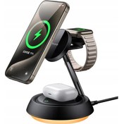 تصویر استند رومیزی شارژ وایرلس مک دودو Mcdodo 3in1 15w NightLight Magnetic Wireless Charging Station 