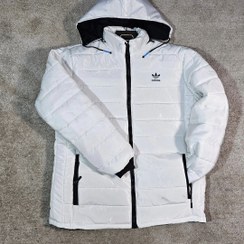 تصویر کاپشن مردانه کلاهدار رنگ سفید White hooded mens jacket