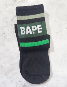 تصویر جوراب اسپرت دومینو طرح نوشته BAPE ساق بلند 