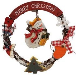 تصویر آویز گرد مری کریسمس طرح آدم برفی 