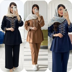 تصویر ست تونیک شلوار شرمین جنس مخمل کبریتی ریز زنانه 