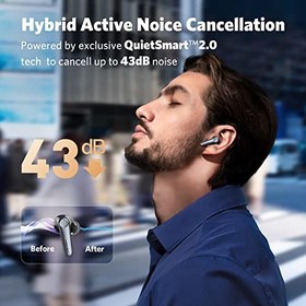 EarFun Air S Noise Cancelling Wireless Earbuds, Qualcomm® aptX™, 4 Mics CVC  8.0 Call, Multipoint Connection, Wireless Charging, 10mm Wool Composite