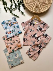 تصویر ست راحتی تیشرت شلوار ریلی طرح خرس و طبل 