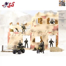 تصویر ماکت پایگاه نظامی و جنگی با سرباز ارتشی وتجهیزات 77078 برند ام اند سی MILITARY BATTLEFIELD M C TOY 