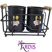 تصویر جا قاشقی مشکی 2 قلو رومیزی تیرکس 