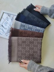 تصویر شال کشمیر اورجینال گوچی - سورمه ای 