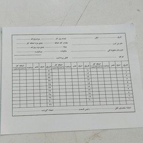 تصویر کارت کارگری در اندازه A5 مقوای 220 گرم مورد نیاز تمام کارگاههای کارگری 