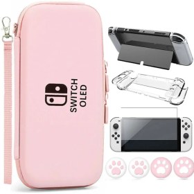 تصویر vgbus 7in1 accessory case for nintendo switch oled pink 