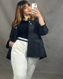 تصویر کت مجلسی سایزبزرگ کد1414 کت ژاکارد مشکی