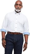 تصویر پیراهن پیراهن هوشمند دو یقه سفید مردانه جو براونز پیکابو گلدار آستین بلند دکمه دار (بسته 1 عددی) 