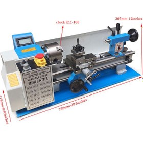 تصویر دستگاه تراش رومیزی تکفاز 550 وات 350 میلیمتری سنتر 180 میلیمتر 350mm 550W bench mini lathe machine