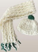 تصویر ست شال گردن و کلاه بافتنی دخترانه با نخ ترک - س 