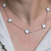 تصویر گردنبند ونکلیف سفید نقره‌ای زنانه کد ۱۱۳۸ 