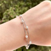 تصویر دستبند مرواریدی نقره زنانه مدل دو رج کد ITL-326 