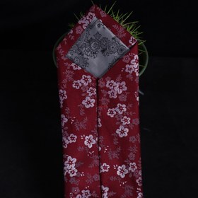تصویر ست کراوات و دستمال جیب قرمز تیره IMPRIAL مدل A23 