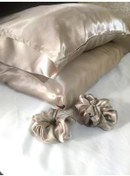 تصویر Mertli Home روبالشی ساتن ابریشمی 1 جفت با 2 سگک لاستیکی هدیه Mertli Home İpek saten yastık kılıfı 1 çift 2 adet lastik toka hediyeli