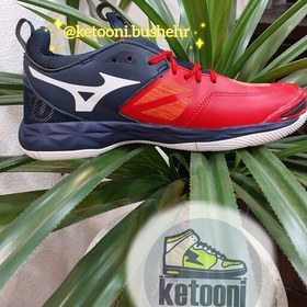 تصویر کفش والیبال بسکتبال و هندبال های کپی میزانو مومنتم رنگ مشکی قرمز Mizuno Wave Momentom 2 