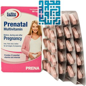 تصویر قرص پریناتال مولتی ویتامین 60 عدد یوروویتال Eurho Vital prenatal multivitamin 60 tablets