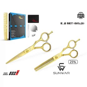 تصویر قیچی ست اکونومی مشکی کد E-2 سایز “5.5 Rezonal Hairdressing Scissors E-2 “5.5