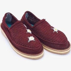 تصویر گیوه زنانه(زرشکی گل سفید) 