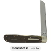 تصویر قلمتراش تک تیغ تک باربند دسته شاخ گوزن 14 سانت پلاک دار استاد جواد توسلی 