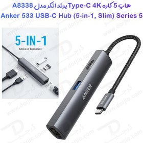 تصویر هاب USB-C پنج پورت انکر مدل PowerExpand+ A8338 Anker PowerExpand+ A8338 5-in-1 USB-C Hub