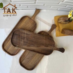 تصویر تخته سرو چوبی راکتی بزرگ چوب گردو 