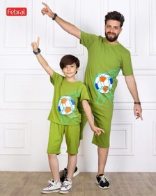 تصویر ست تی شرت و شلوارک راحتی پسرانه برند مادر مدل اسکوپی-سبز 